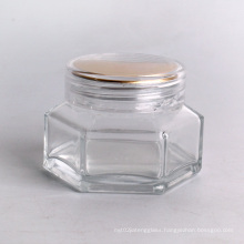 hot sell 50ml hexagonal cosmetic jar for face cream with wooden bamboo lid